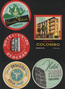 Selection of hotel luggage labels 