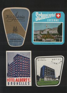 Selection of hotel luggage labels 