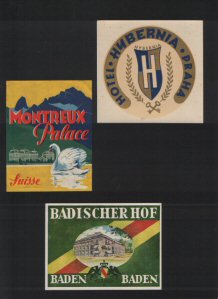 Selection of hotel luggage labels 