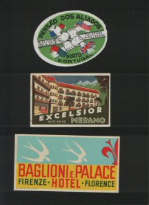 Selection of hotel luggage labels 
