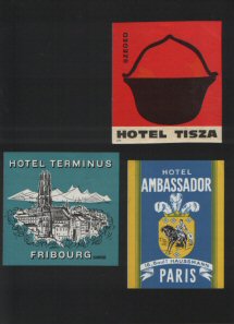 Selection of hotel luggage labels 