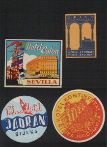 Selection of hotel luggage labels 