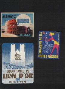 Selection of hotel luggage labels 