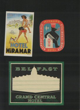 Selection of hotel luggage labels 